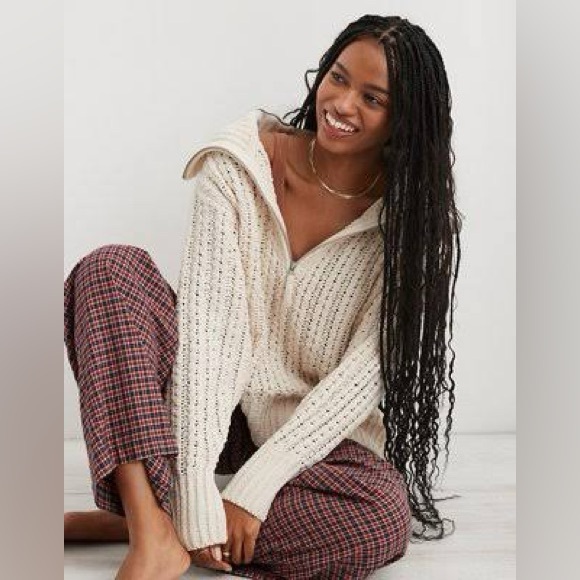 Aerie Cable Car Quarter Zip Sweater - Picture 12 of 16